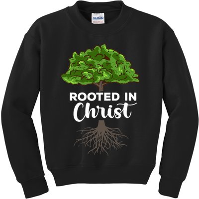 Rooted In Christ Theology Jesus Christ Christian Faith Kids Sweatshirt