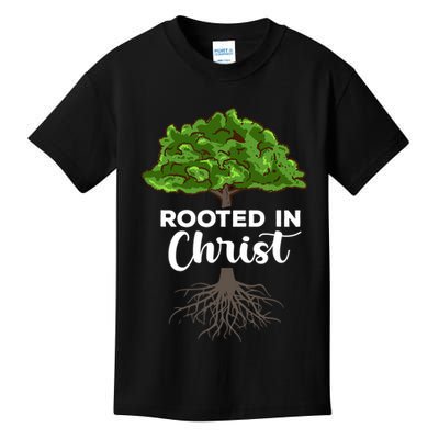 Rooted In Christ Theology Jesus Christ Christian Faith Kids T-Shirt