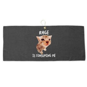 Rage Is Consuming Me Cat Meme Large Microfiber Waffle Golf Towel