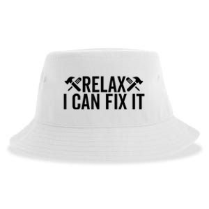 Relax I Can Fix It Funny Mechanic Handyman Repairman Humor Sustainable Bucket Hat