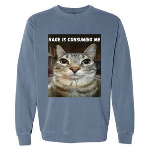 Rage Is Consuming Me Cat Garment-Dyed Sweatshirt