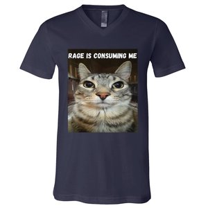 Rage Is Consuming Me Cat V-Neck T-Shirt