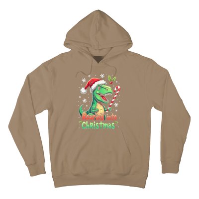 Roaring Into Christmas Funny Dinosaur Xmas Trex Hoodie