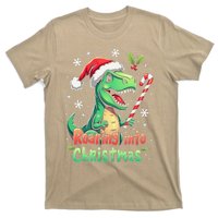 Roaring Into Christmas Funny Dinosaur Xmas Trex T-Shirt