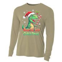 Roaring Into Christmas Funny Dinosaur Xmas Trex Cooling Performance Long Sleeve Crew