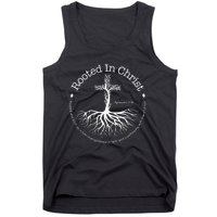 Rooted In Christ Jesus Cross Pray Bible Verse Christian Tank Top