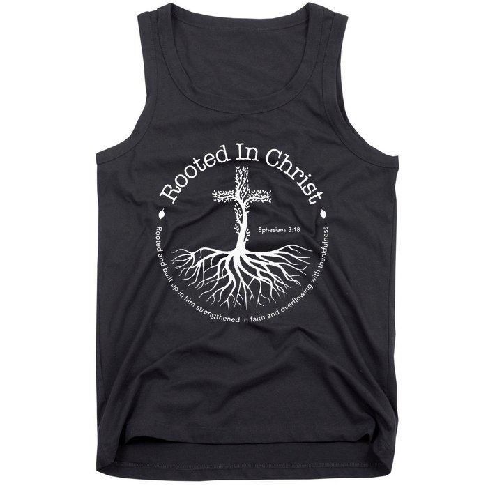 Rooted In Christ Jesus Cross Pray Bible Verse Christian Tank Top