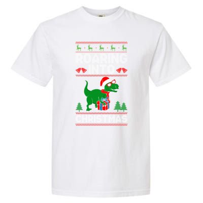 Roaring Into Christmas Dinosaur Ugly Christmas Trex Dino Meaningful Gift Garment-Dyed Heavyweight T-Shirt