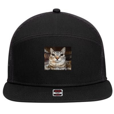 Rage Is Consuming Me Silly Cat Meme Funny Cat 7 Panel Mesh Trucker Snapback Hat