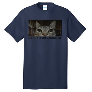 Rage Is Consuming Me Cat Meme Silly Staring Cat Funny Meme Tall T-Shirt