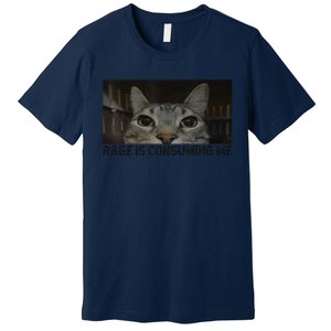 Rage Is Consuming Me Cat Meme Silly Staring Cat Funny Meme Premium T-Shirt