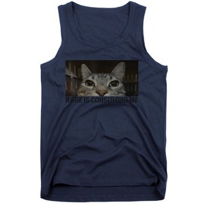 Rage Is Consuming Me Cat Meme Silly Staring Cat Funny Meme Tank Top