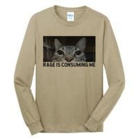 Rage Is Consuming Me Cat Meme Silly Staring Cat Funny Meme Tall Long Sleeve T-Shirt