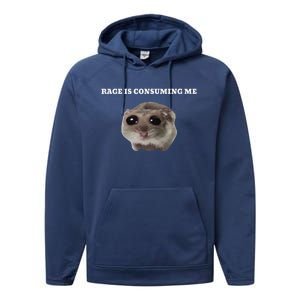 Rage Is Consuming Me Hamster Meme Performance Fleece Hoodie