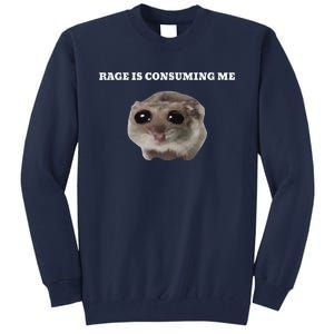 Rage Is Consuming Me Hamster Meme Tall Sweatshirt