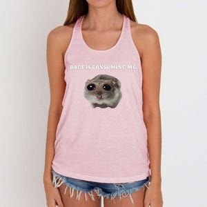 Rage Is Consuming Me Hamster Meme Women's Knotted Racerback Tank