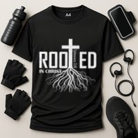 Rooted In Christ Christian Religious Christian Cooling Performance Crew T-Shirt
