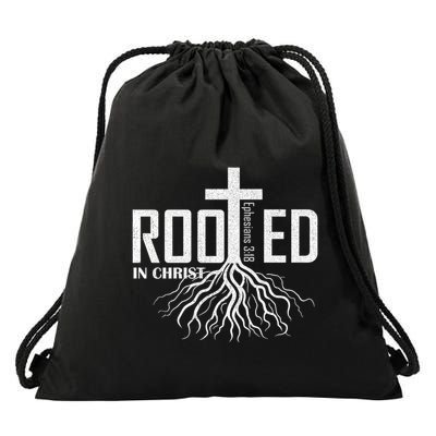 Rooted In Christ Christian Religious Christian Drawstring Bag