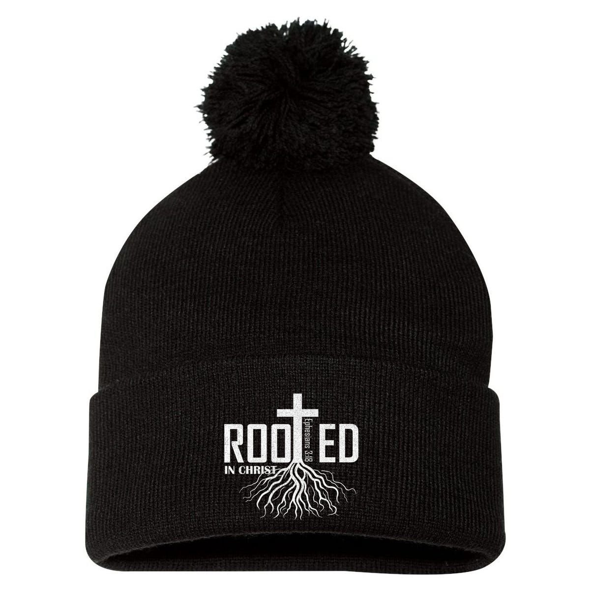 Rooted In Christ Christian Religious Christian Pom Pom 12in Knit Beanie