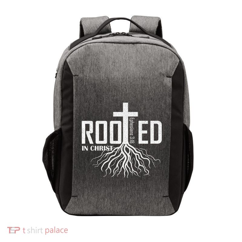 Rooted In Christ Christian Religious Christian Vector Backpack