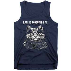 Rage Is Consuming Me Silly Staring Cat Meme Tank Top