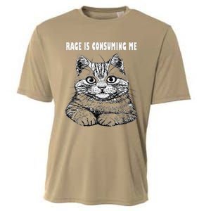 Rage Is Consuming Me Silly Staring Cat Meme Cooling Performance Crew T-Shirt