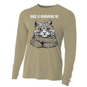 Rage Is Consuming Me Silly Staring Cat Meme Cooling Performance Long Sleeve Crew