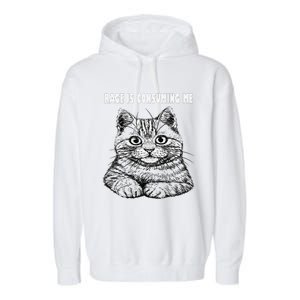 Rage Is Consuming Me Silly Staring Cat Meme Garment-Dyed Fleece Hoodie