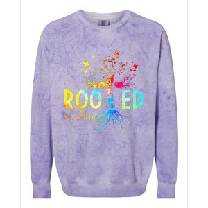 Rooted in Christ Faith Christian Jesus Lovers Colorblast Crewneck Sweatshirt