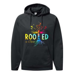 Rooted in Christ Faith Christian Jesus Lovers Performance Fleece Hoodie