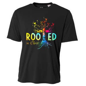 Rooted in Christ Faith Christian Jesus Lovers Cooling Performance Crew T-Shirt