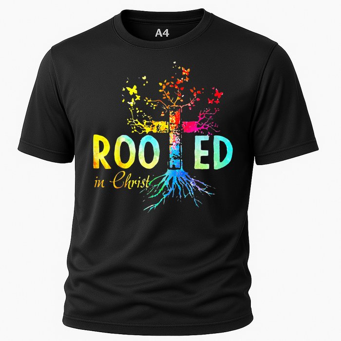 Rooted in Christ Faith Christian Jesus Lovers Cooling Performance Crew T-Shirt