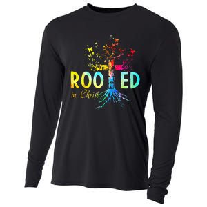 Rooted in Christ Faith Christian Jesus Lovers Cooling Performance Long Sleeve Crew