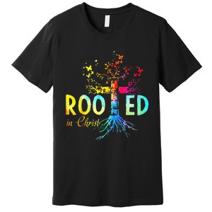 Rooted in Christ Faith Christian Jesus Lovers Premium T-Shirt