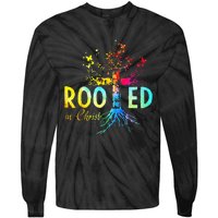 Rooted in Christ Faith Christian Jesus Lovers Tie-Dye Long Sleeve Shirt