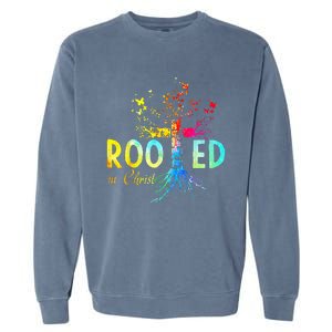 Rooted in Christ Faith Christian Jesus Lovers Garment-Dyed Sweatshirt