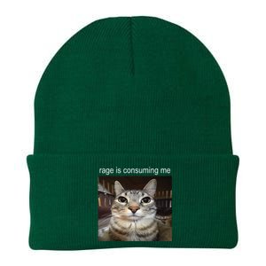 Rage Is Consuming Me Silly Staring Cat Meme Knit Cap Winter Beanie