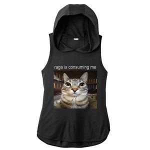 Rage Is Consuming Me Silly Staring Cat Meme Ladies PosiCharge Tri-Blend Wicking Draft Hoodie Tank