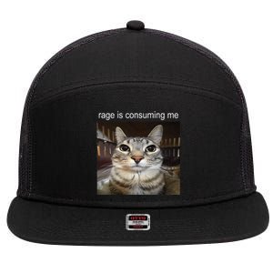 Rage Is Consuming Me Silly Staring Cat Meme 7 Panel Mesh Trucker Snapback Hat