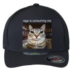 Rage Is Consuming Me Silly Staring Cat Meme Flexfit Unipanel Trucker Cap