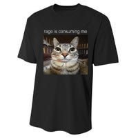 Rage Is Consuming Me Silly Staring Cat Meme Performance Sprint T-Shirt