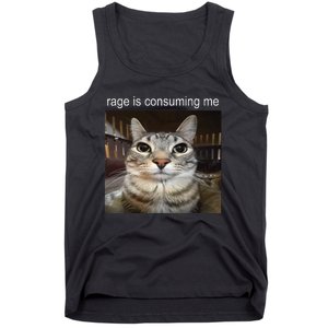 Rage Is Consuming Me Silly Staring Cat Meme Tank Top