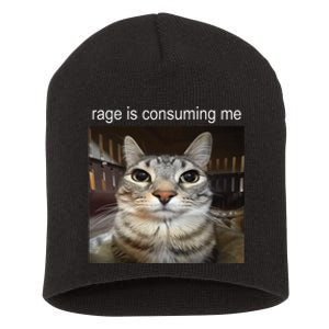 Rage Is Consuming Me Silly Staring Cat Meme Short Acrylic Beanie