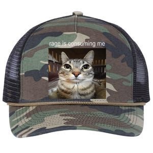 Rage Is Consuming Me Silly Staring Cat Meme Retro Rope Trucker Hat Cap