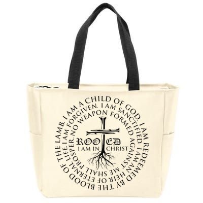 Rooted in Christ Religious Christian Jesus Vintage Zip Tote Bag