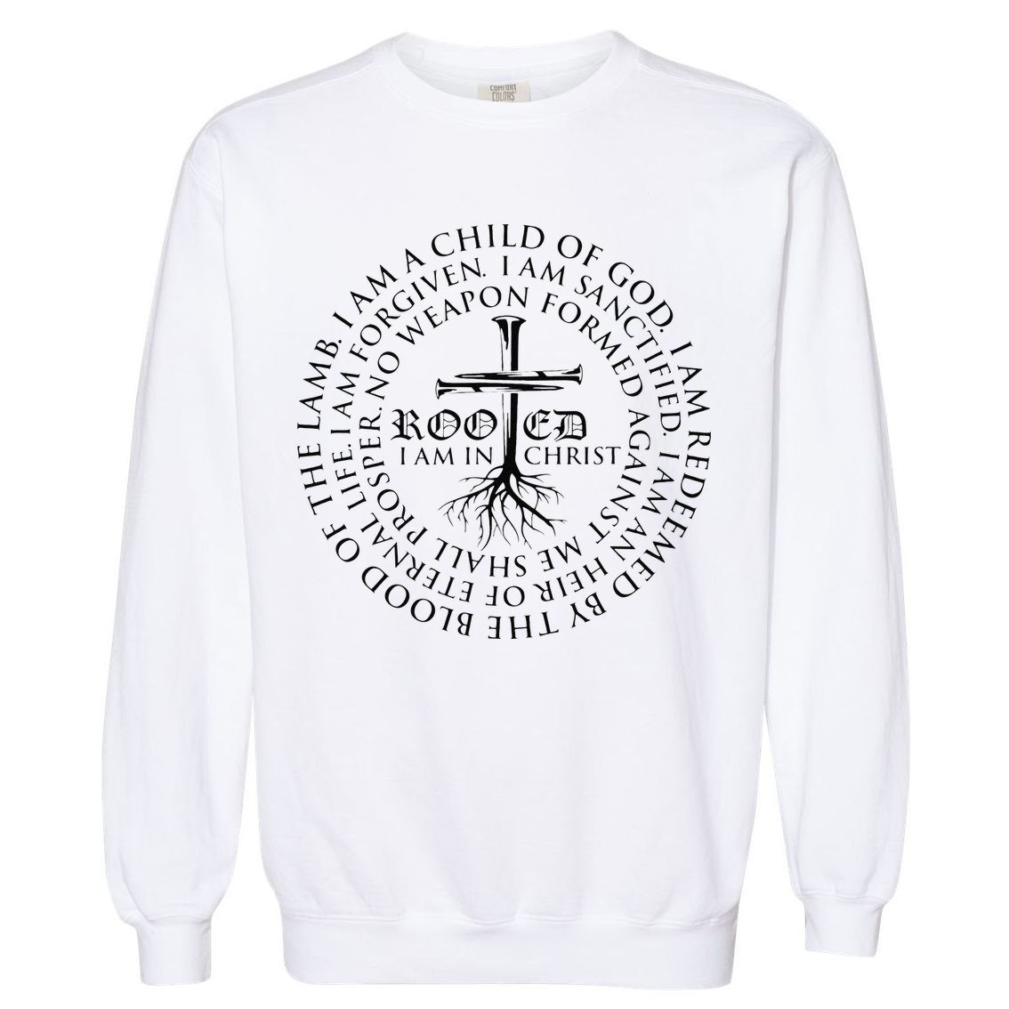 Rooted in Christ Religious Christian Jesus Vintage Garment-Dyed Sweatshirt