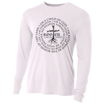 Rooted in Christ Religious Christian Jesus Vintage Cooling Performance Long Sleeve Crew