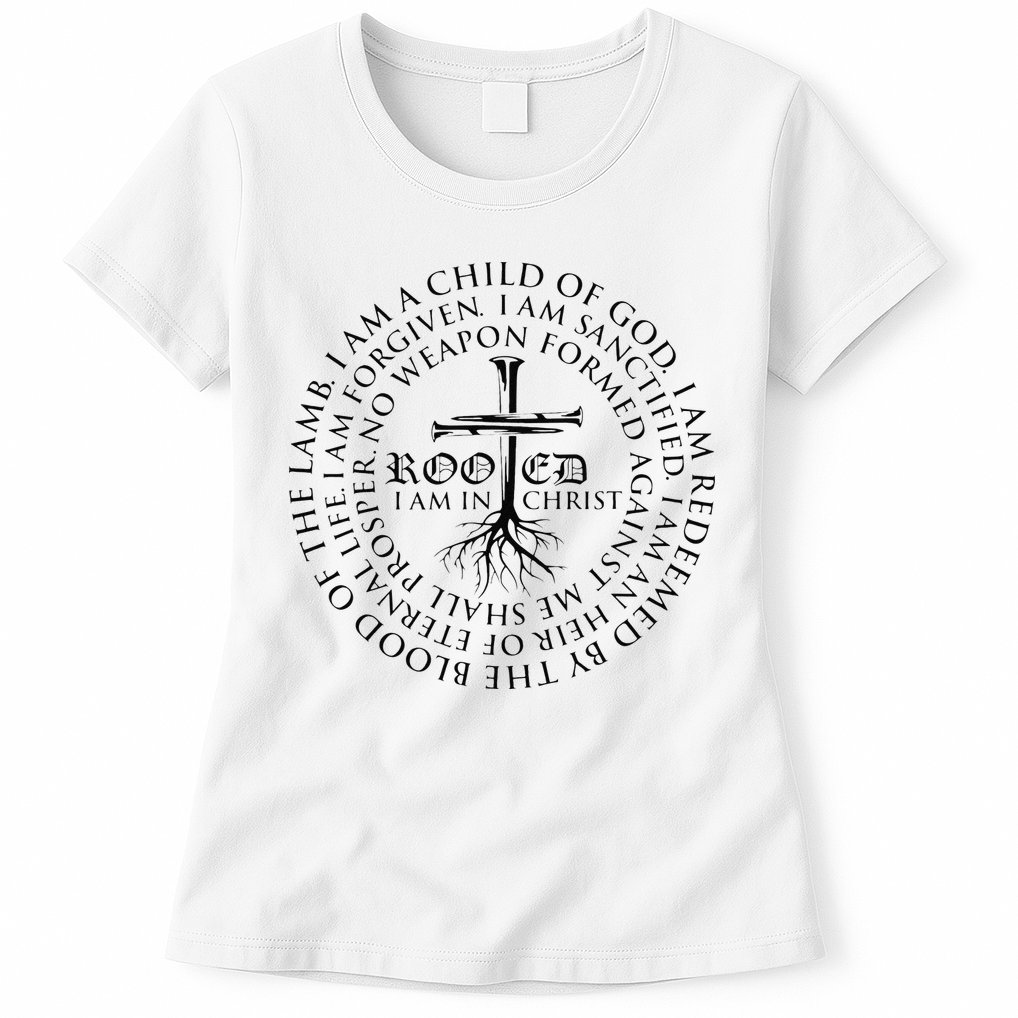 Rooted in Christ Religious Christian Jesus Vintage Womens T-Shirt