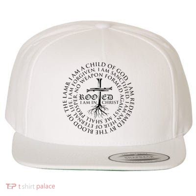 Rooted in Christ Religious Christian Jesus Vintage Wool Snapback Cap