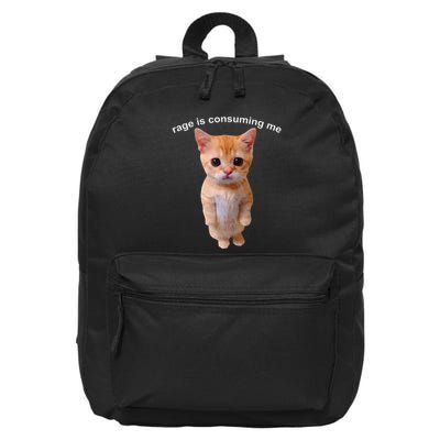 Rage Is Consuming Me Silly Staring Cat Meme 16 in Basic Backpack